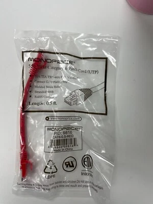 Monoprice 550MHZ Category 6 0.5ft 6 inch Patch Cord  10 pack - Image 1 of 2