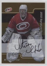 2001-02 ITG Be A Player Signature Series Gold Auto Arturs Irbe #129 Auto