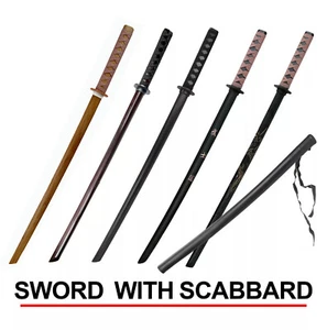 39" Bokken with Plastic Scabbard Wood Katana Sword Wooden Samurai Martial Arts - Picture 1 of 7
