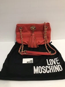 Love Moschino Small Shoulder Bag Purse Red Chain Strap Leather - Picture 1 of 11