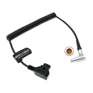 Power Coiled Cable for Tilta Nucleus-M Motor Right Angle 7 Pin Male to D-tap - Picture 1 of 4