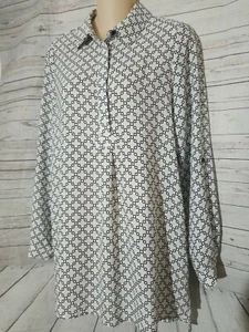 Anthro Pleione Womens Blouse Size Small White Black Roll Tab - Bild 1 von 11