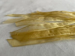 14x Gold Geschenk Weihnachten transparentes Organzaband - vorgeschnitten 19 cm x 1 cm - Bild 1 von 5