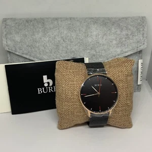 Burei S-19006M Men's Black Stainless Steel Analog Dial Quartz Wrist Watch FRY74 - Picture 1 of 11