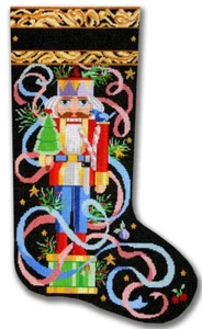 HandPainted Needlepoint Christmas Stocking Nutcracker CBK 21" - Picture 1 of 4