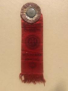 Cinta y alfiler anual 1893 del Comité Ejecutivo del Club de Michigan de Michigan - Imagen 1 de 11