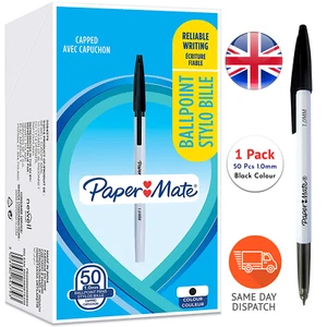 Paper Mate 045 Ballpoint Pens Medium Point 1.0 mm Black Ink 1 Pack of 50 Count - Picture 1 of 7