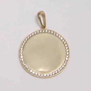 1Ct Lab Created Diamond Memory Photo Charm Pendant 14K Yellow Gold Plated - Picture 1 of 4