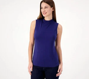 Girl With Curves Mock Neck Knit Tank Top Navy XS New - Picture 1 of 1