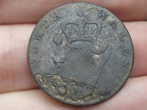1795 Undated Washington North Wales Halfpenny- Rare Copper Colonial Coin  - Picture 1 of 4