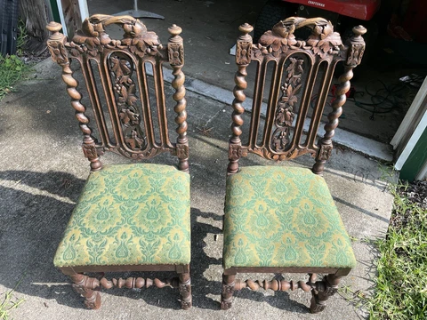 Renaissance Chairs 1800s Barley Twist Oak Set of 4 Antique - Price For All Cover