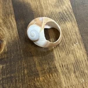 Anillo de colección naranja/crema concha de caracol talla 9,25 - Imagen 1 de 4