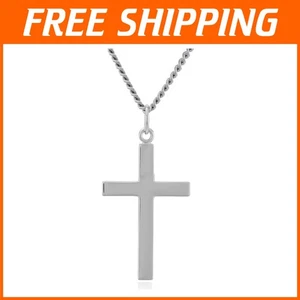 Langlebiges Sterlingsilber Kreuz mit handgefertigter Gebetsinschrift, 24 Zoll Kette - Bild 1 von 6