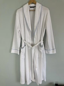 Jasmine Rose Noire White Waffle Knit Spa Robe Belted Women’s Size Med Bathrobe - Picture 1 of 5