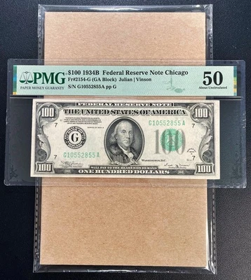 Fr. 2154-G 1934B $100 Federal Reserve Note Chicago PMG 50 - AU - Image 1 of 2