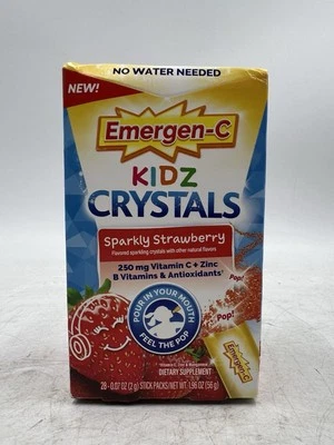 Suplemento de apoyo inmunológico Emergen-C Kidz Crystals On-The-Go - Fresa brillante  Foto 1 de 4