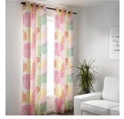 "IKEA Murgona (1506) cortinas multicolores con ojal superior, dos paneles, 57"" x 98""" Foto 1 de 4