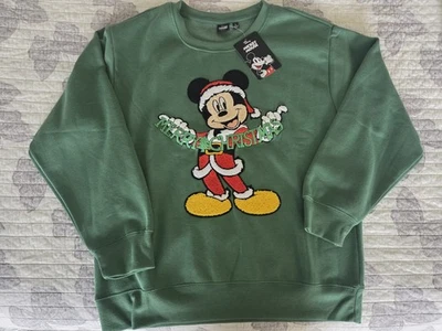 Disney Mickey Mouse Feliz Navidad Chenille Sudadera Nueva Con Etiquetas Talla Grande Foto 1 de 4