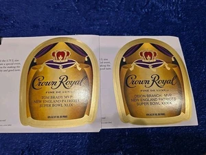 2 etichette personalizzate Crown Royal whisky Tom Brady Deion Branch Patriots Super Bowl Mvp - Foto 1 di 4