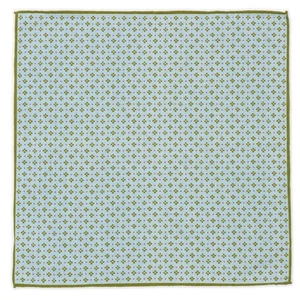 VANNUCCI Handmade Blue-Green Medallion Cotton Pocket Square NEW 33cm x 33cm - Picture 1 of 4