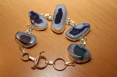 Einzelstück: Armband mit blauen Botswana Achaten Silber 925 neu in OVP - Bild 1 von 4