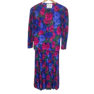Vintage 80er Saks Fifth Avenue Connections Jacke & Rock Set Large Floral Gr. 6 - Bild 1 von 16