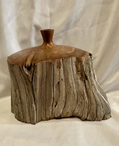 Live Edge Cedar Wood Vase Pen Holder Signed By “JSP” 1996 Handmade Vintage - Picture 1 of 12