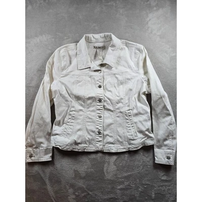 A.M.I. Джинсовая куртка женщин L белый Jean куртка на пуговицах Y2K * читать - Изображение 1 из 4