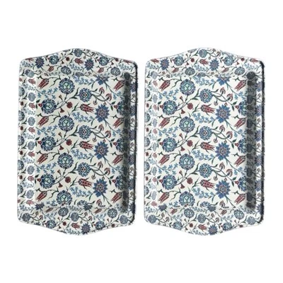 2 Small Metal Trays Turkish Serving Coffee/Tea Tray, Perfect Housewarming Gift - Image 1 of 4