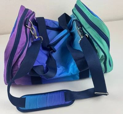 PB Pottery Barn Teen Duffle Ombre 多色蓝色紫色绿松石色 — 第 1/4 张图片