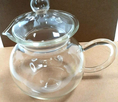 Small Clear Glass Teapot Short Spout - Image 1 of 4