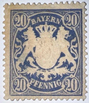 Travelstamps: Germany Bavaria Bayern Stamps - 20 Pfennig Mint MNG - Image 1 of 4
