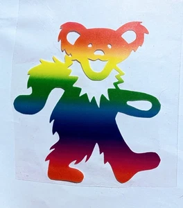 Dancing Bear Vinyl Decal Rainbow Tie Dye - Foto 1 di 4
