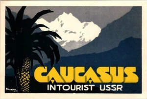 CAUCASO RUSIA URSS ERA COMUNISTA INTURISTA GRAN ARTISTA DE VIAJES ETIQUETA EQUIPAJE - Imagen 1 de 1