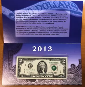 2013 $2 Single Note Collection $2 Federal Reserve Bank Note New York - Picture 1 of 4