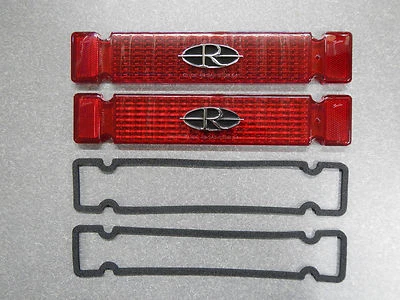 1964 Buick Riviera Tail Light Lenses & Gaskets Pair (2) Emblem Taillight 64 NEW - Image 1 of 4