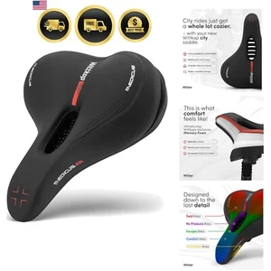 Bike Seat Bicycle Seat Gel Padded Waterproof Mountain Road Comfort - Picture 1 of 9