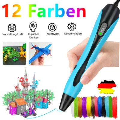 3D STIFT SET 3D DRUCKSTIFT MIT 12 Farben PLA FILAMENT 3D PRINTING PEN FÜR DIY DE - Bild 1 von 4
