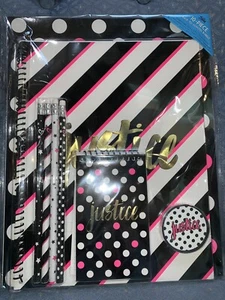 JUSTICE SCHOOL SUPPLIES 10 PIECE BUNDLE POLKADOTS/STRIPES/STARS - Picture 1 of 3