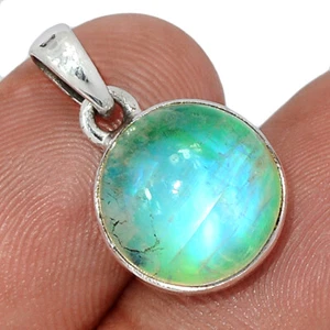 Treated Green Rainbow Moonstone 925 Sterling Silver Pendant Jewelry CP52937 - Picture 1 of 1