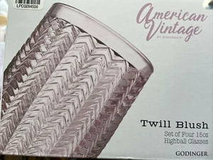 Bicchieri Highball rosa vintage americani Godinger nuovi con scatola - set di 4 - Foto 1 di 5