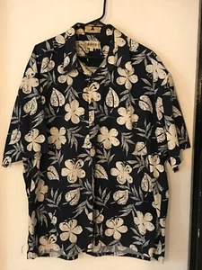 2XL CAMPIA MODA Men's Navy Blue & White Cotton Floral Hawaiian Shirt NEVER WORN - Picture 1 of 4