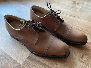 Claiborne Dress Shoes Oxford Brown Leather Lace Up Career Cap Toe Size 8.5 Men - Picture 1 of 5