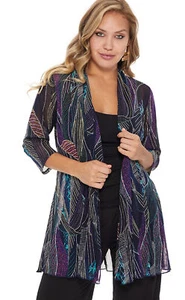 JOSTAR Poly Spandex Prinzessin LONG JACKE HALBTRANSPARENT Stretch lila schwarz L Large - Bild 1 von 9