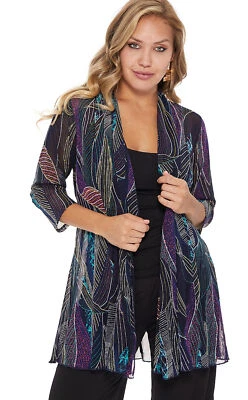 JOSTAR Poly Spandex Princess LONG JACKET SEMI SHEER Stretch Purple Black L Large - Image 1 of 4