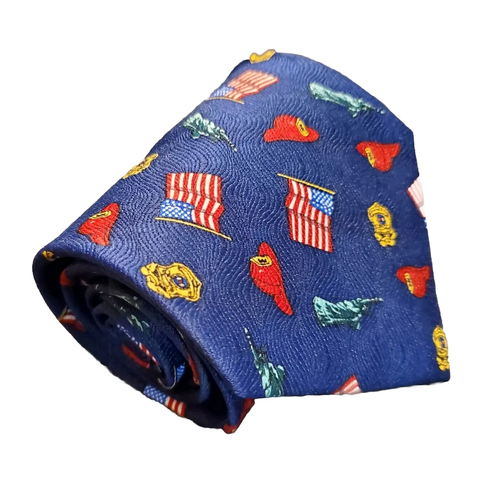 Corbata E. Graziano Nueva York Corbata Azul NYPD NYFD Estatua de la Libertad 55x4" Foto 1 de 4