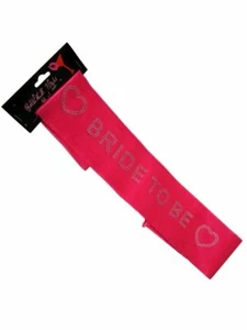 Crystal Heart Bride to Be Satin Sash Bachelorette Hot Pink - Picture 1 of 2