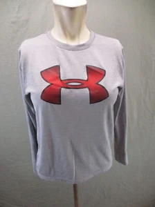 Under Armour HEAT GEAR Size L Kids Gray /Crew NeckLong Sleeve Athletic Top 914 - Picture 1 of 9