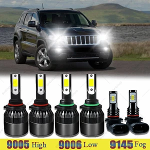 For Jeep Grand Cherokee 1999-2004 6pc LED Headlight Bulbs Hi-Low Beam Fog Lights - Foto 1 di 12