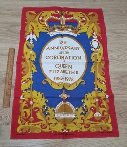 TEA TOWEL QUEEN ELIZABETH 2 25TH ANNIVERSARY OF CORONATION 1953-1978 IRISH LINEN - Picture 1 of 5